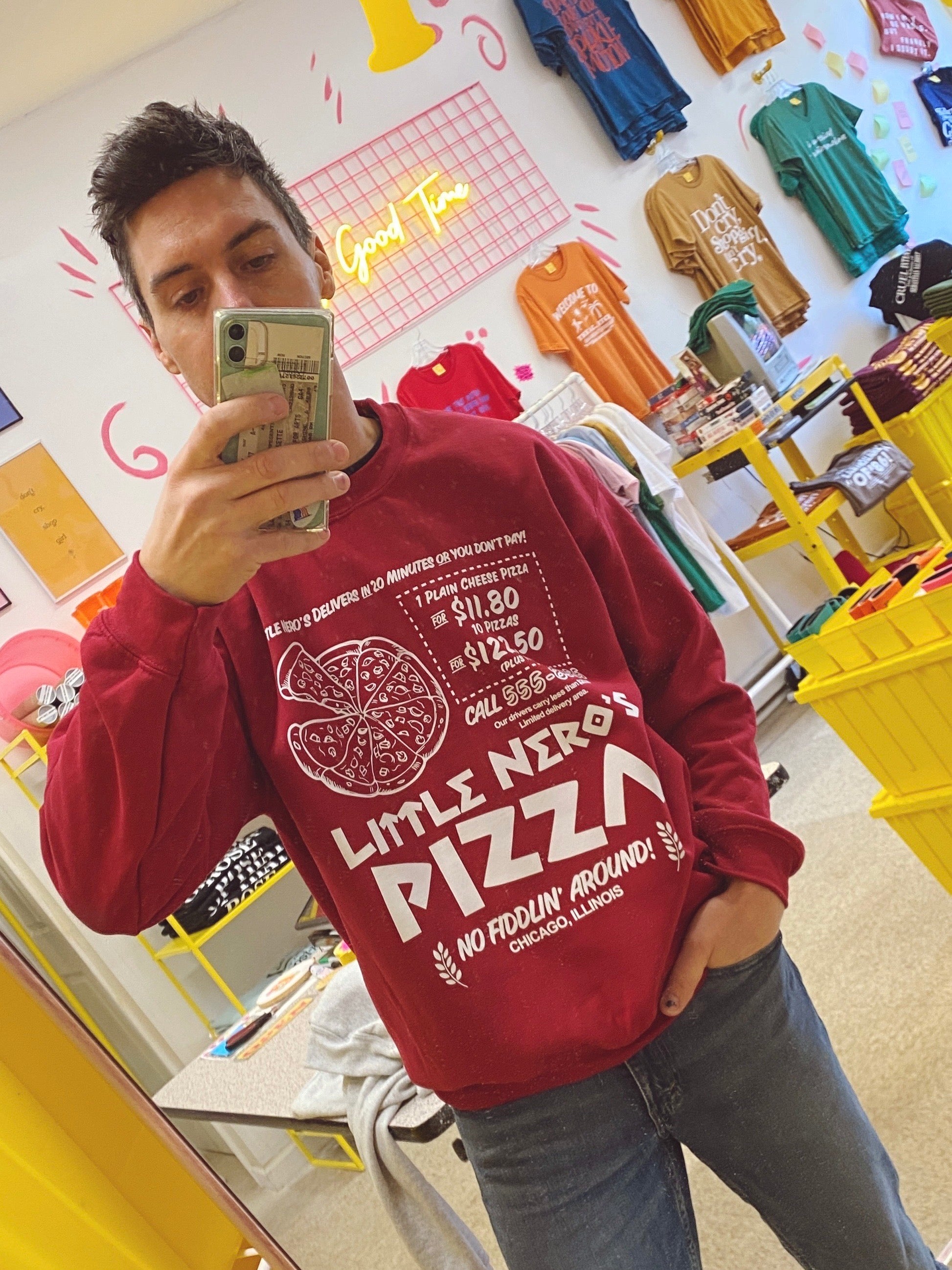 Home Alone Little Nero s Pizza Sweatshirt Totally Good Time